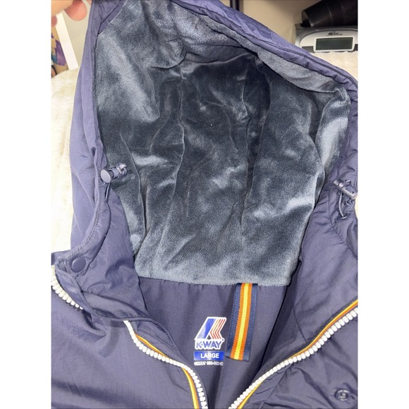 K-WAY Ripstop Marmotta Full Zip Fleece Lined Jacket Navy Blue Size Large AMAZING - Picture 2 of 16